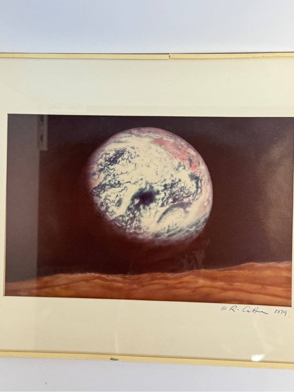 1979 Bob Cutten SF artist signed photomontage Earth + extraterrestrial landscape